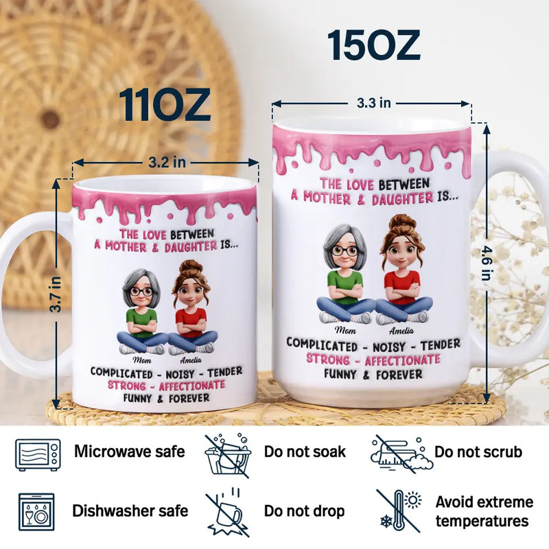 Gift For Daughter,Gift For Son,Gift For Grandkids,Gift For Women,Gift For Men,Mom - Daughters (Adult),Mom - Daughters (Young),Mom - Sons,Mom - Children,Dad - Daughters (Adult),Dad - Daughters (Young),Dad - Sons,Dad - Children,Grandpa - Grandkids,Grandma - Grandkids,Happy,Top Market,Top Market,Vector - 3D Inflated Effect Mom & Daughter Complicated Noisy Tender - Personalized White Edge-to-Edge Mug