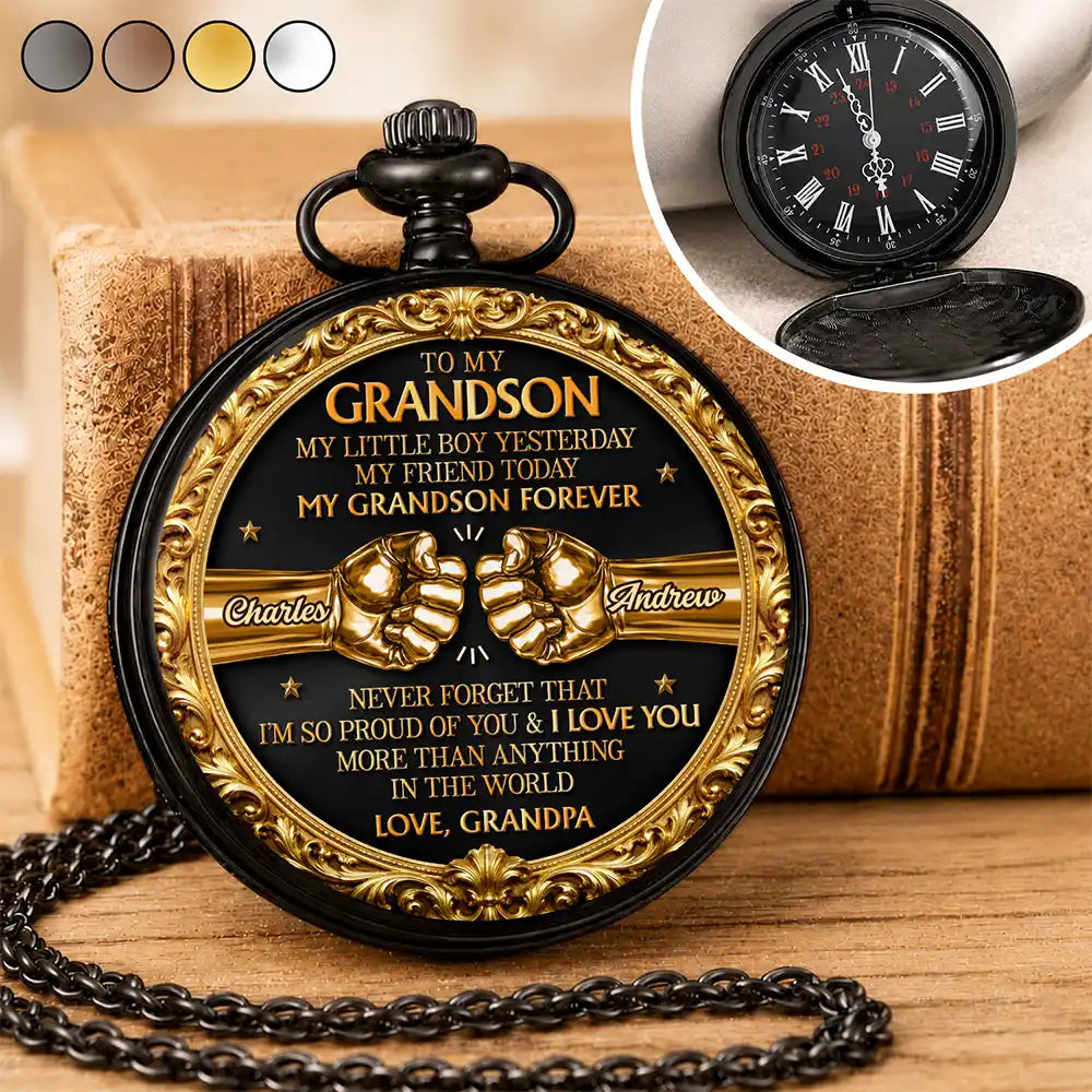 3D Metal Effect My Son Forever - Personalized Pocket Watch