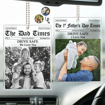 Custom Photo The Father's Day Times - Personalized Acrylic Car Hanger