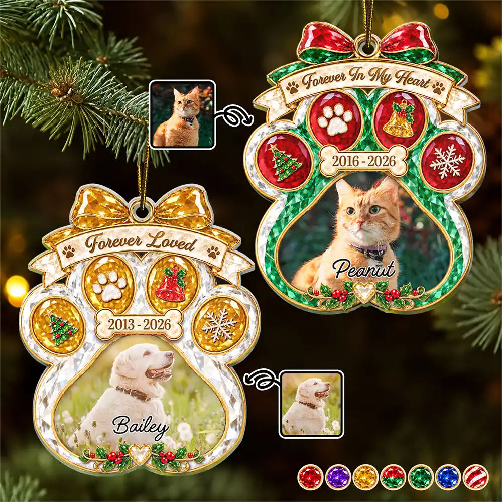 Christmas, Custom Photo, Memorial, Pet Lovers, Pet Memorial, Sympathetic, Top Market, Upload Full Photo - Pet Memorial Christmas Gift - Personalized Custom Photo In Loving Memory Acrylic Ornament