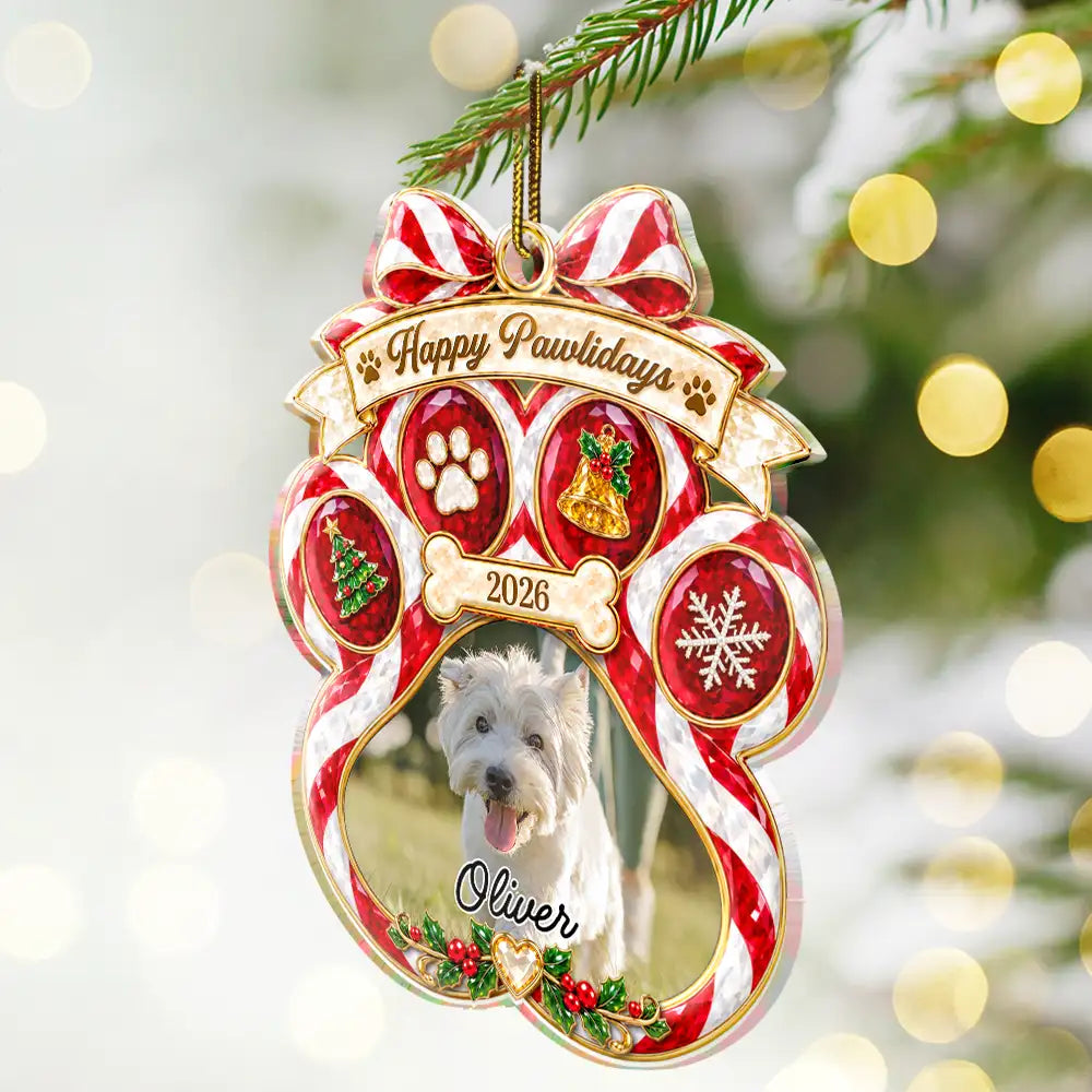 Christmas, Custom Photo, Memorial, Pet Lovers, Pet Memorial, Sympathetic, Top Market, Upload Full Photo - Pet Memorial Christmas Gift - Personalized Custom Photo In Loving Memory Acrylic Ornament