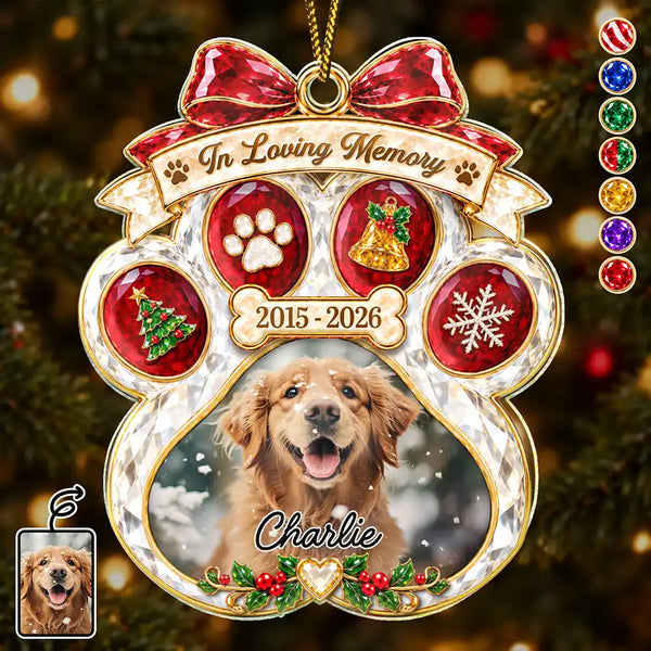 Pet Memorial Christmas Gift - Personalized Custom Photo In Loving Memory Acrylic Ornament