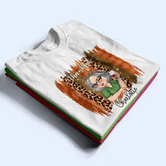 Gift For Women,Gift For Yourself,Gifts For Her,Happy,Thanksgiving,Vector - Thanksgiving Gift For Women - Personalized Thankful Leopard Plaid Brush T Shirt
