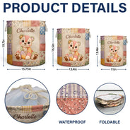 Adorable,Gift For Kids,Icon - Gift For Kids - Personalized Patchwork Animal And Name Laundry Basket, Storage Basket