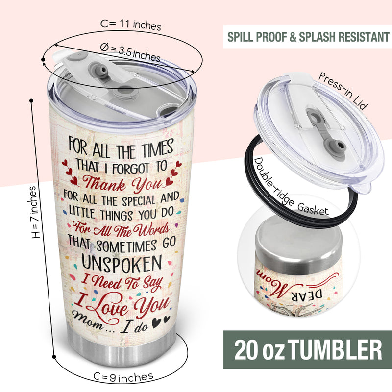 Wander Prints Gift For Mom - Thank You For Everything - Insulated 20oz Tumbler - Mother's Day, Birthday Gift AZCS