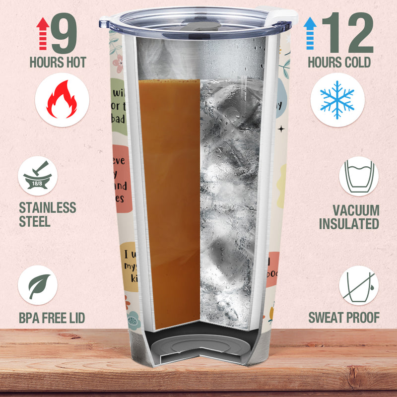 Wander Prints Gift For Mom And Wife - Moms Daily Affirmations - 20oz Insulated Tumbler - Mother's Day Birthday Gift AZCS