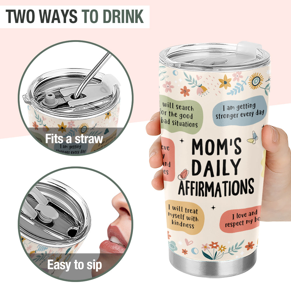 Wander Prints Gift For Mom And Wife - Moms Daily Affirmations - 20oz Insulated Tumbler - Mother's Day Birthday Gift AZCS