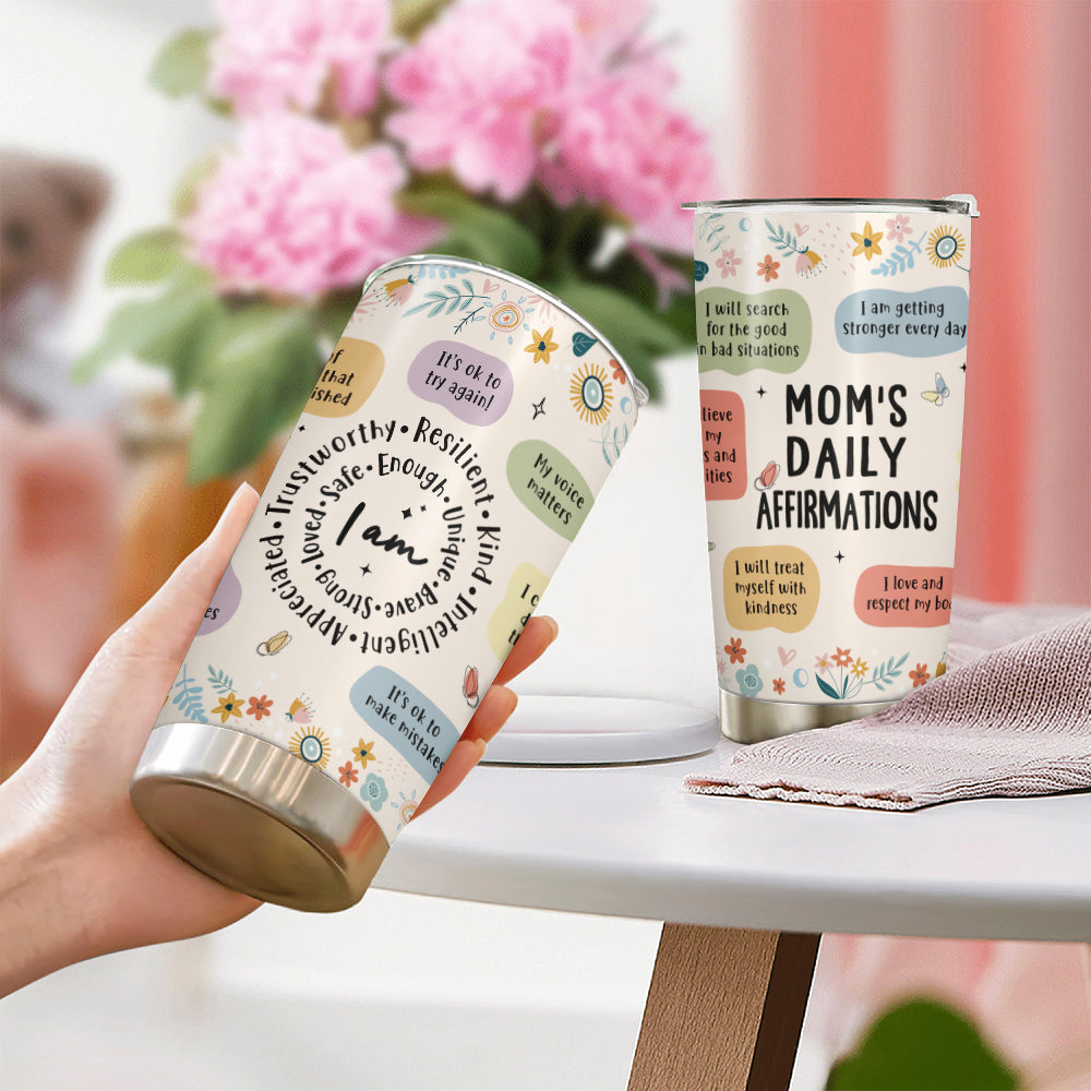 Wander Prints Gift For Mom And Wife - Moms Daily Affirmations - 20oz Insulated Tumbler - Mother's Day Birthday Gift AZCS