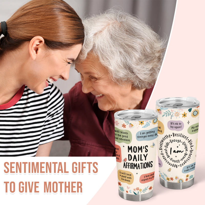 Wander Prints Gift For Mom And Wife - Moms Daily Affirmations - 20oz Insulated Tumbler - Mother's Day Birthday Gift AZCS