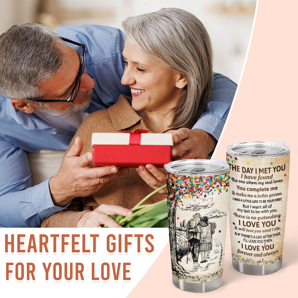 Wander Prints Gift For Couple - The Day I Met You - 20oz Insulated Tumbler - Anniversary, Valentine’s Day Gift AZCS