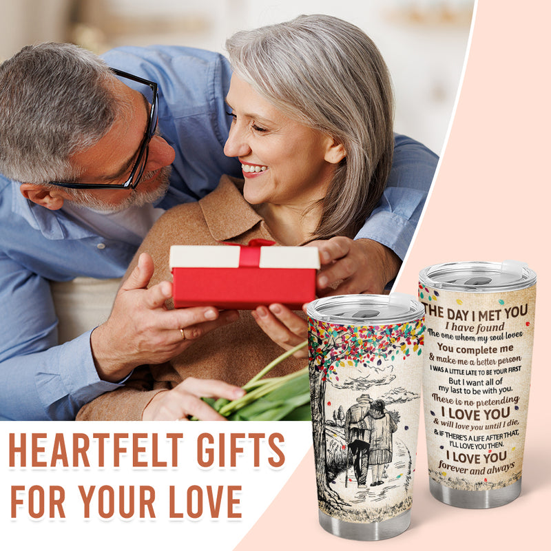 Wander Prints Gift For Couple - The Day I Met You - 20oz Insulated Tumbler - Anniversary, Valentine’s Day Gift AZCS