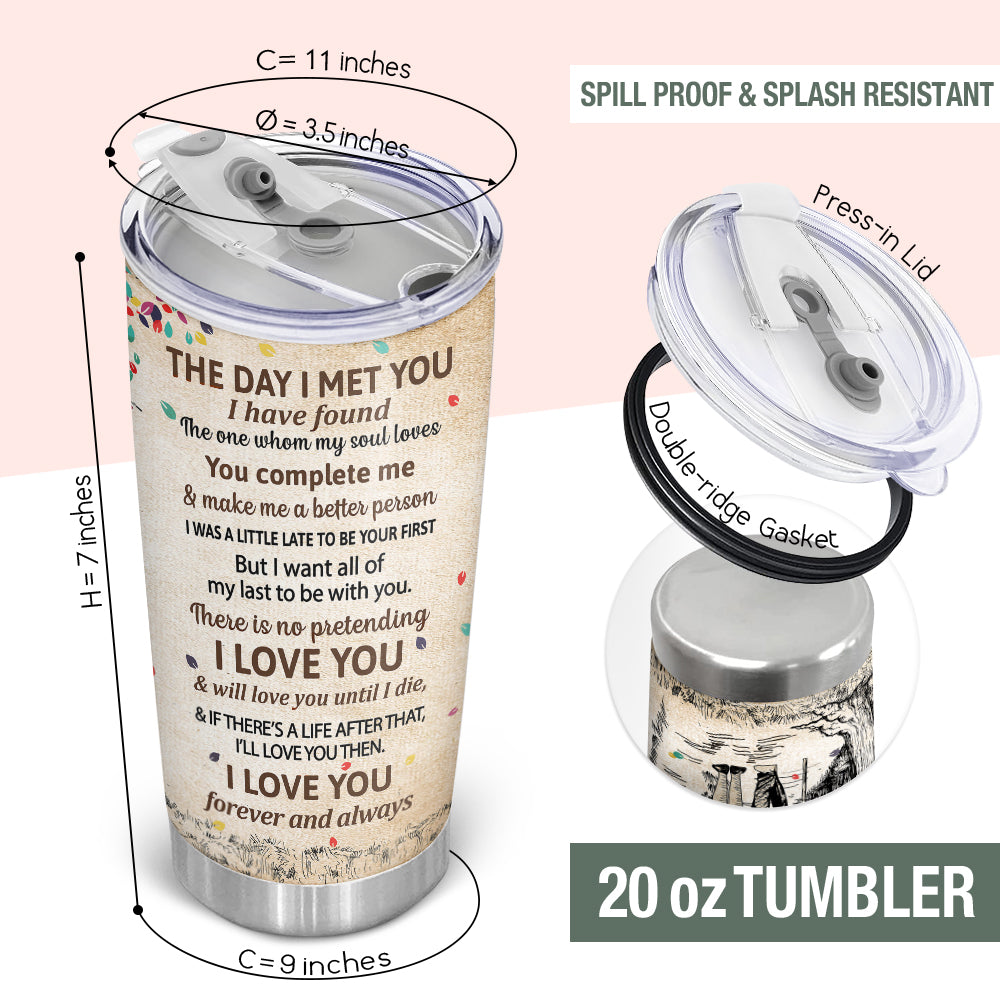 Wander Prints Gift For Couple - The Day I Met You - 20oz Insulated Tumbler - Anniversary, Valentine’s Day Gift AZCS