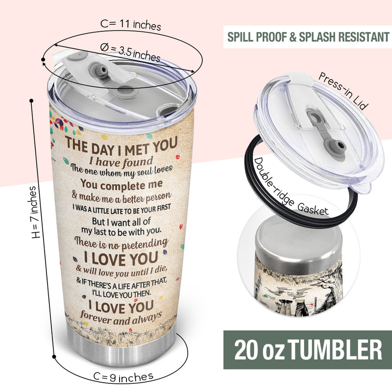 Wander Prints Gift For Couple - The Day I Met You - 20oz Insulated Tumbler - Anniversary, Valentine’s Day Gift AZCS