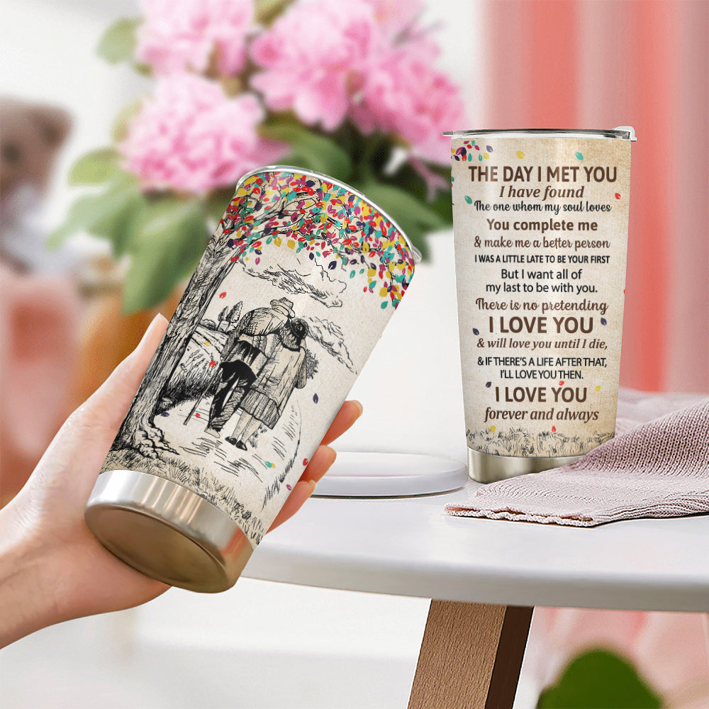 Wander Prints Gift For Couple - The Day I Met You - 20oz Insulated Tumbler - Anniversary, Valentine’s Day Gift AZCS