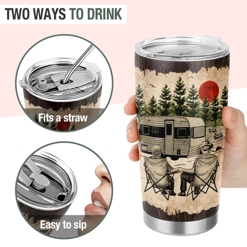 Wander Prints Gift For Couple - I Want To Hold Your Hand At 80 Camping - 20oz Insulated Tumbler - Anniversary Birthday Gift AZCS