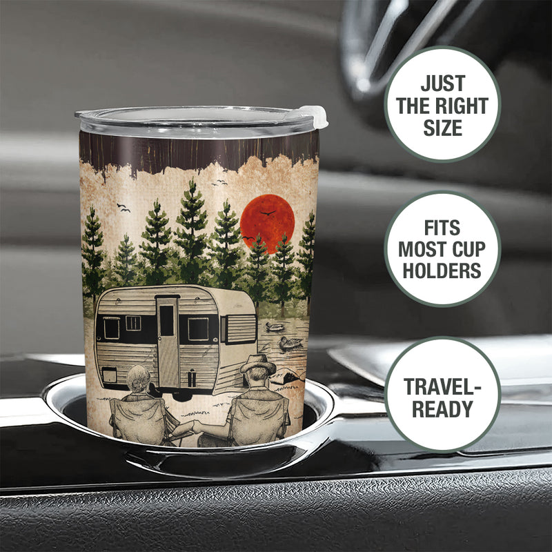 Wander Prints Gift For Couple - I Want To Hold Your Hand At 80 Camping - 20oz Insulated Tumbler - Anniversary Birthday Gift AZCS