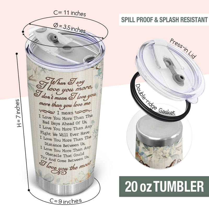 Wander Prints Gift For Couple - I Love You More - 20oz Insulated Tumbler - Anniversary, Wedding, Valentine’s Day Gift AZCS