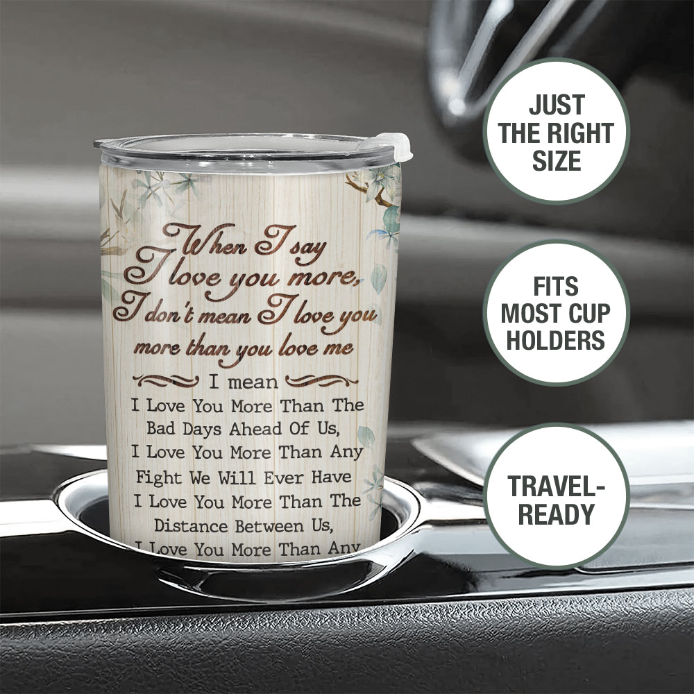 Wander Prints Gift For Couple - I Love You More - 20oz Insulated Tumbler - Anniversary, Wedding, Valentine’s Day Gift AZCS