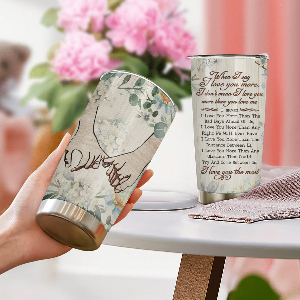 Wander Prints Gift For Couple - I Love You More - 20oz Insulated Tumbler - Anniversary, Wedding, Valentine’s Day Gift AZCS