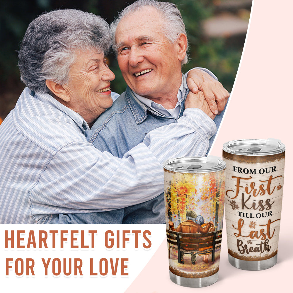 Wander Prints Gift For Couple - From Our First Kiss Till Our Last Breath - 20oz Insulated Tumbler - Anniversary, Wedding, Valentine’s Day Gift AZCS