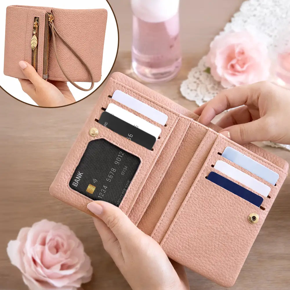 Gift For Grandma,Gift For Mother,Love,America 250th,Independence Day - Grandma Mom Sweethearts Faux Debossed - Personalized Tri-Fold PU Leather Wristlet Wallet