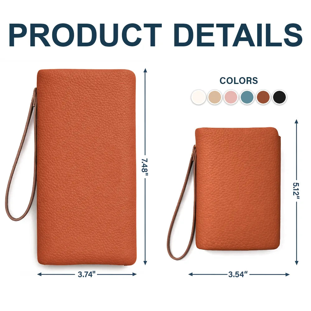 Mom - Daughters (Adult),Mom - Daughters (Young),Mom - Sons,Mom - Children,Gift For Mother,Love - Faux Pearl Effect Birth Month Flower And Name - Personalized Tri-Fold PU Leather Wristlet Wallet