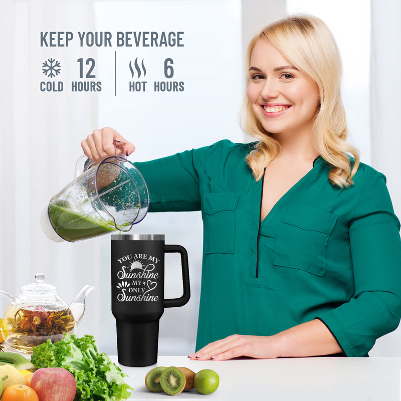 Wander Prints Gift For Mom - You Are My Sunshine - Black Engraved 40oz Tumbler - Mother's Day Appreciation Gift AZCS