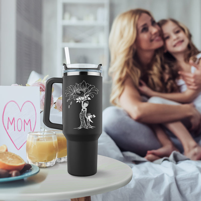Wander Prints Gift For Mom - You Are My Sunshine - Black Engraved 40oz Tumbler - Mother's Day Appreciation Gift AZCS