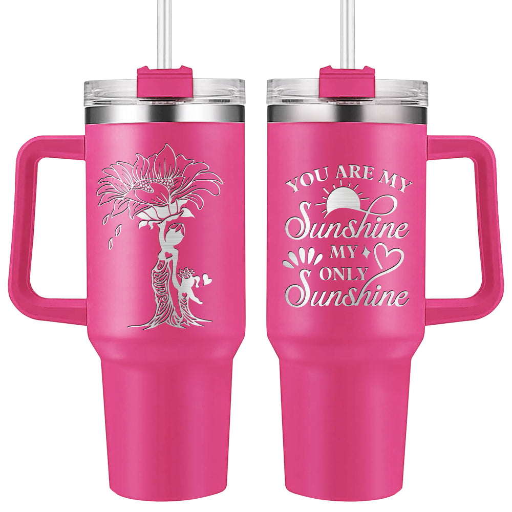 Wander Prints Gift For Mom - You Are My Sunshine - Pink Engraved 40oz Tumbler  - Mother's Day Birthday Gift AZCS
