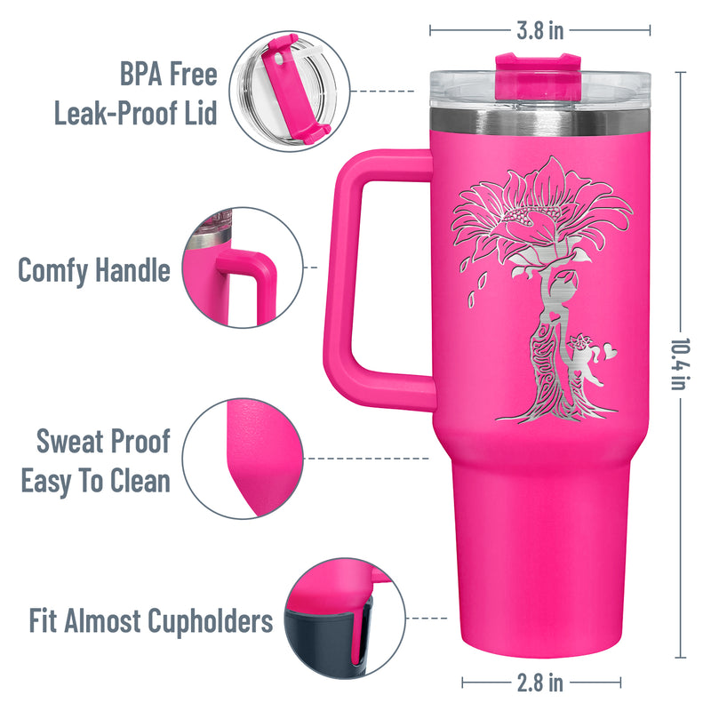 Wander Prints Gift For Mom - You Are My Sunshine - Pink Engraved 40oz Tumbler  - Mother's Day Birthday Gift AZCS