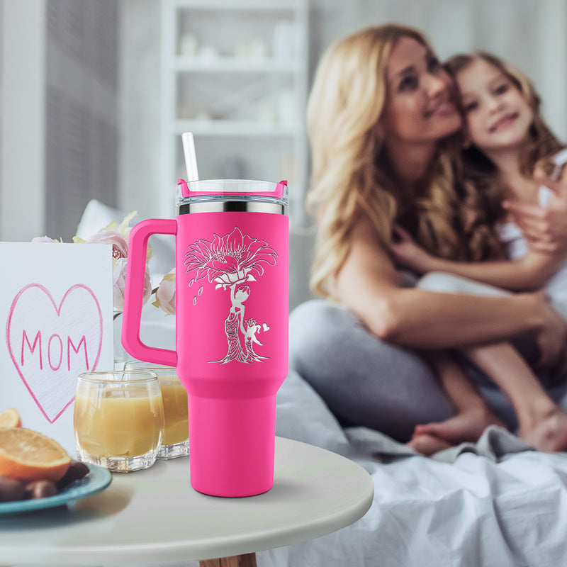 Wander Prints Gift For Mom - You Are My Sunshine - Pink Engraved 40oz Tumbler  - Mother's Day Birthday Gift AZCS