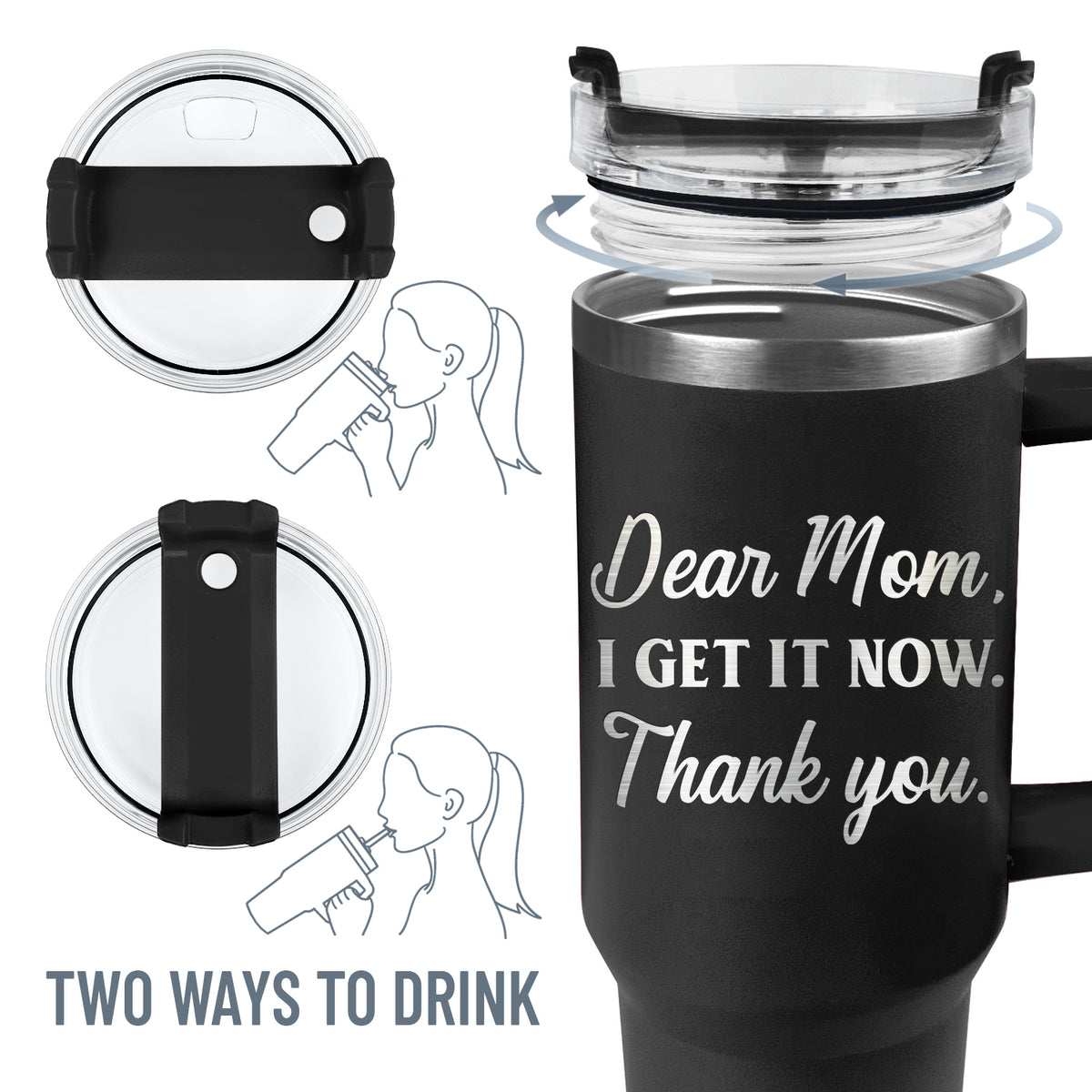 Wander Prints Gift For Mom - I Get It Now - Black Engraved 40oz Tumbler - Mother's Day Appreciation Gift AZCS