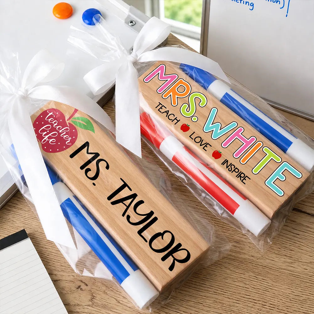 Teach Love Inspire Custom Teacher's Name - Personalized Whiteboard Eraser & Marker Set