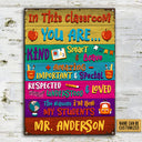 Teacher In This Classroom Custom Classic Metal Signs, Teacher Gifts, Classroom Decor, Labor Day Gift