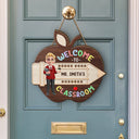 Teacher, Back To School, Gift For Yourself, Happy - Teacher Apple Class Name - Personalized Custom Shaped Wood Sign