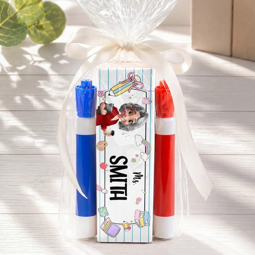 Back To School,Teacher,Proud,Vector - Teacher Appreciation Custom Name - Personalized Whiteboard Eraser & Marker Set