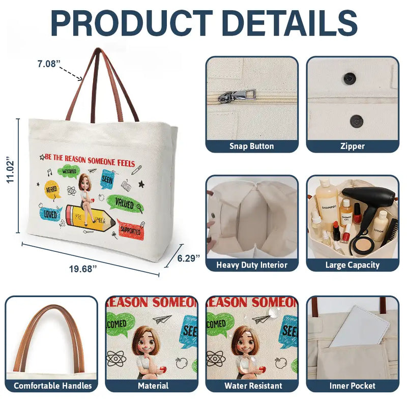 Teacher, Back To School - Teacher Be The Reason Someone Feels Welcomed - Personalized Leather Handle Tote Bag