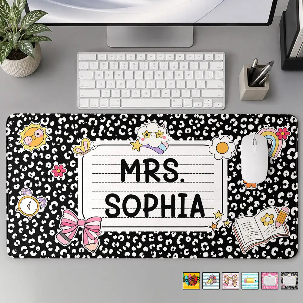 Teacher Classroom Theme - Personalized Leather Desk Mat