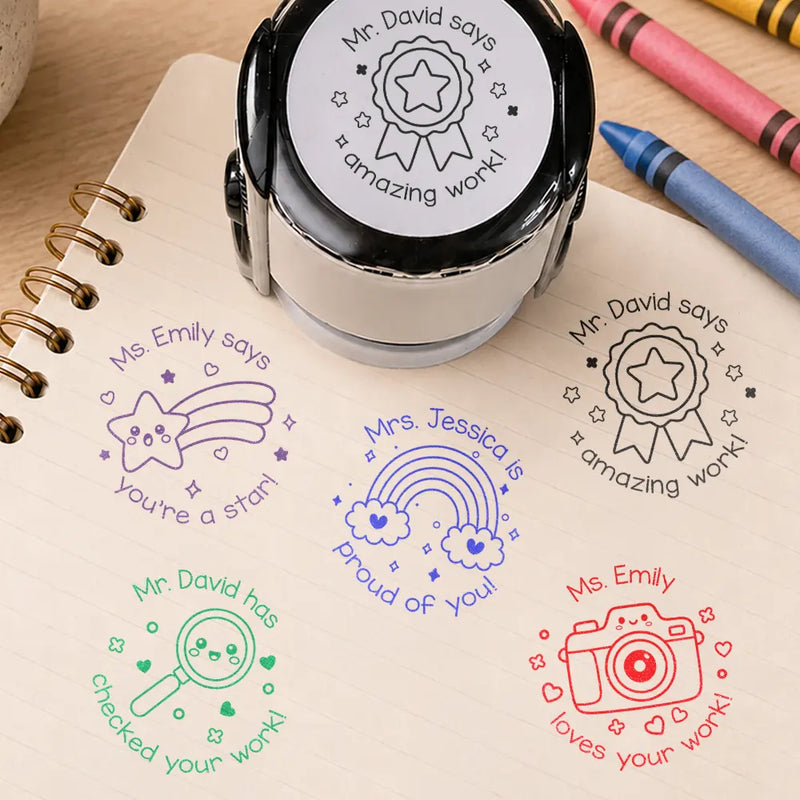 Teacher,Inspirational,Back To School,Icon - Teacher Comments Encouragement Phrases - Personalized Stamp