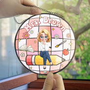 Teacher,Gift For Women,Happy,Back To School,Gift For Men - Teacher Disco Ball - Personalized Stained Glass Window Hanging Suncatcher