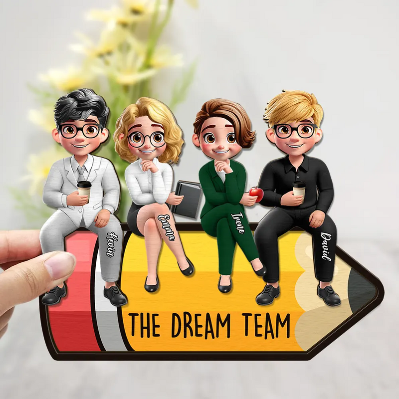 Gifts For Colleagues,Teacher,Gift For Bestie - Teacher Dream Team - Personalized 2-Layered Wooden Plaque With Stand