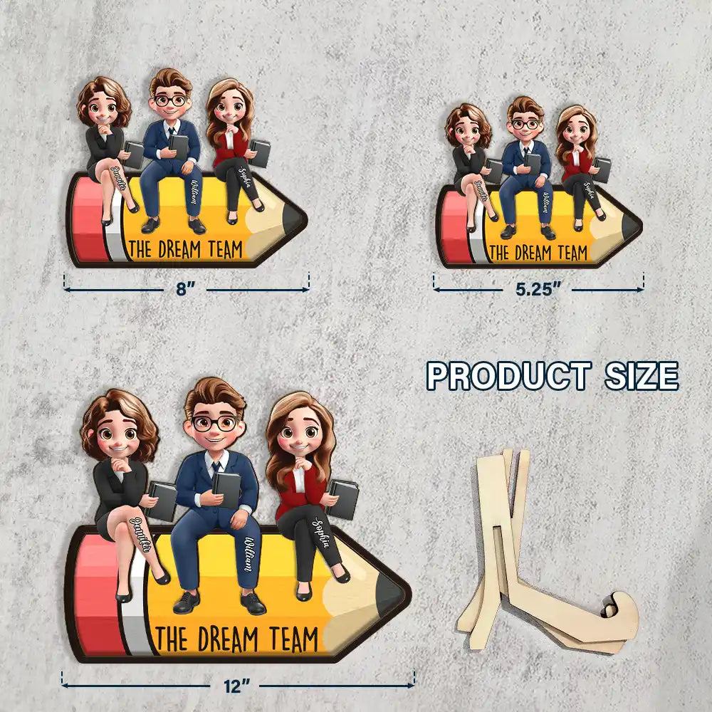 Gifts For Colleagues,Teacher,Gift For Bestie - Teacher Dream Team - Personalized 2-Layered Wooden Plaque With Stand