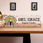 Teacher,Back To School - Teacher Helping Little Minds Grow - Personalized Desk Name Plate