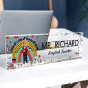 Teacher,Back To School - Teacher Helping Little Minds Grow - Personalized Desk Name Plate