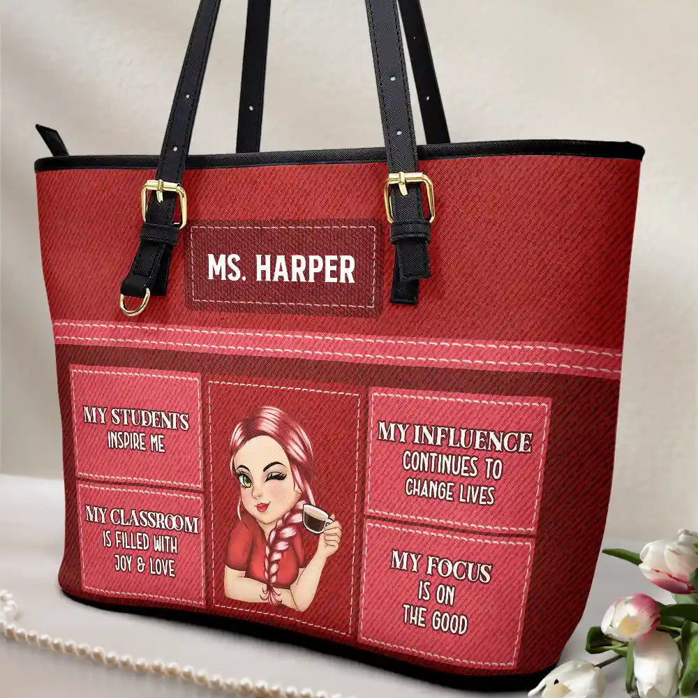 Teacher,Back To School - Teacher Inspiration - Personalized Leather Tote Bag