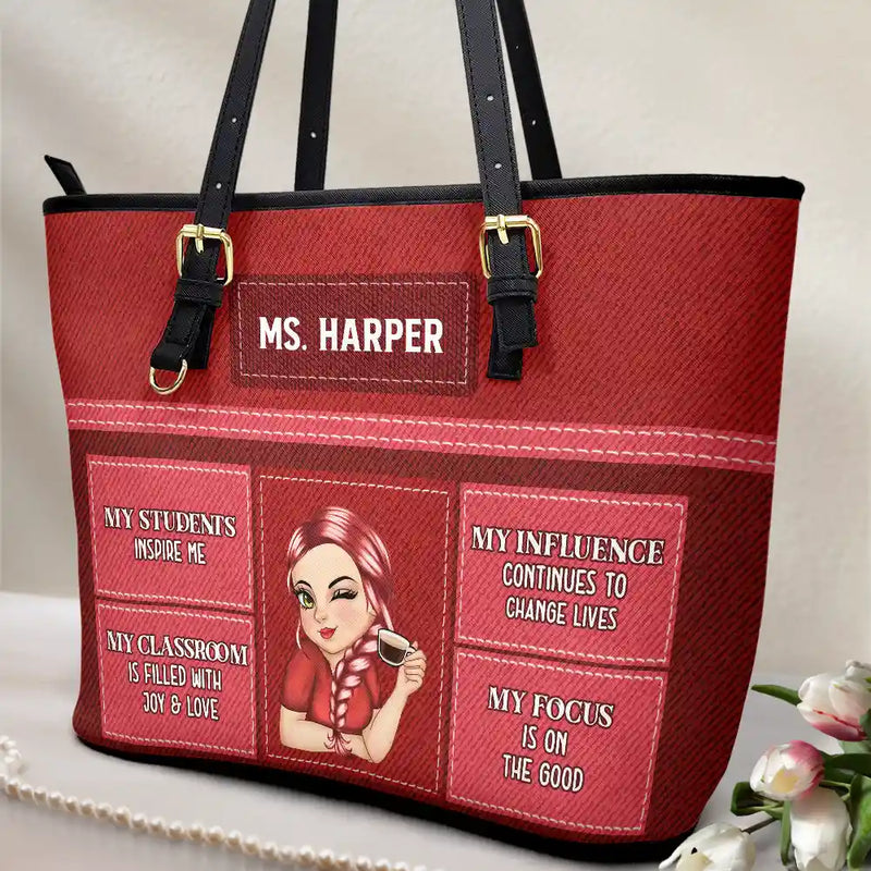 Teacher,Back To School - Teacher Inspiration - Personalized Leather Tote Bag
