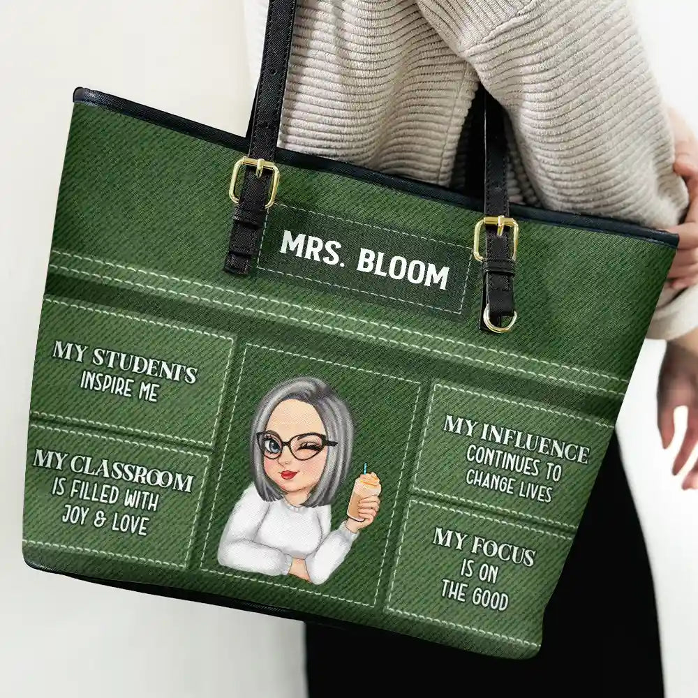 Teacher,Back To School - Teacher Inspiration - Personalized Leather Tote Bag