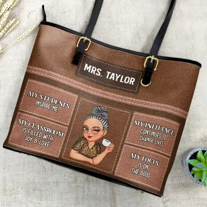 Teacher,Back To School - Teacher Inspiration - Personalized Leather Tote Bag