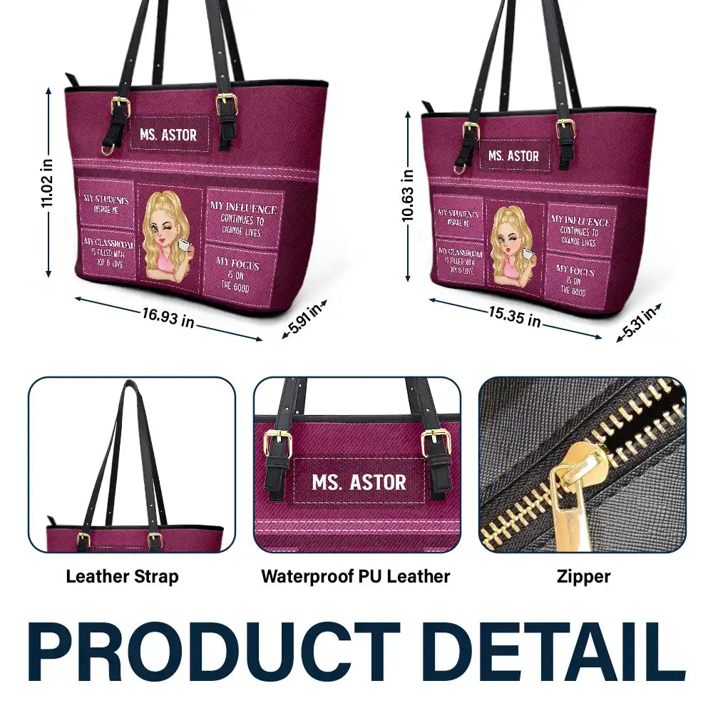 Teacher,Back To School - Teacher Inspiration - Personalized Leather Tote Bag