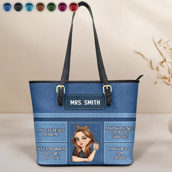 Teacher,Back To School - Teacher Inspiration - Personalized Leather Tote Bag